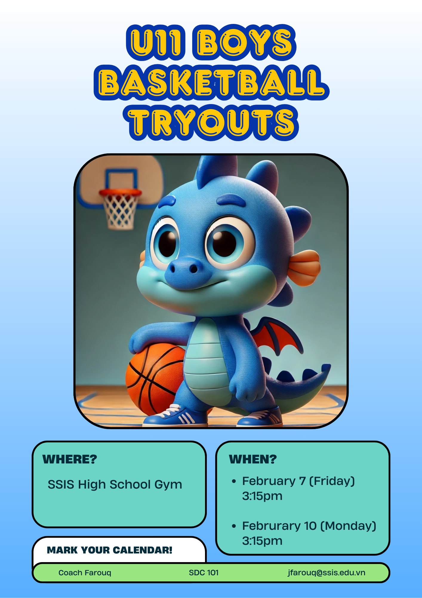 U11 Boys Basketball Tryout Flyer